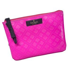Kate Spade New York Pink Embossed Hearts Cosmetic / Makeup Pouch